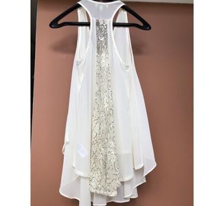Flowy Altar’d State Cream and Gold Lace Tank Top